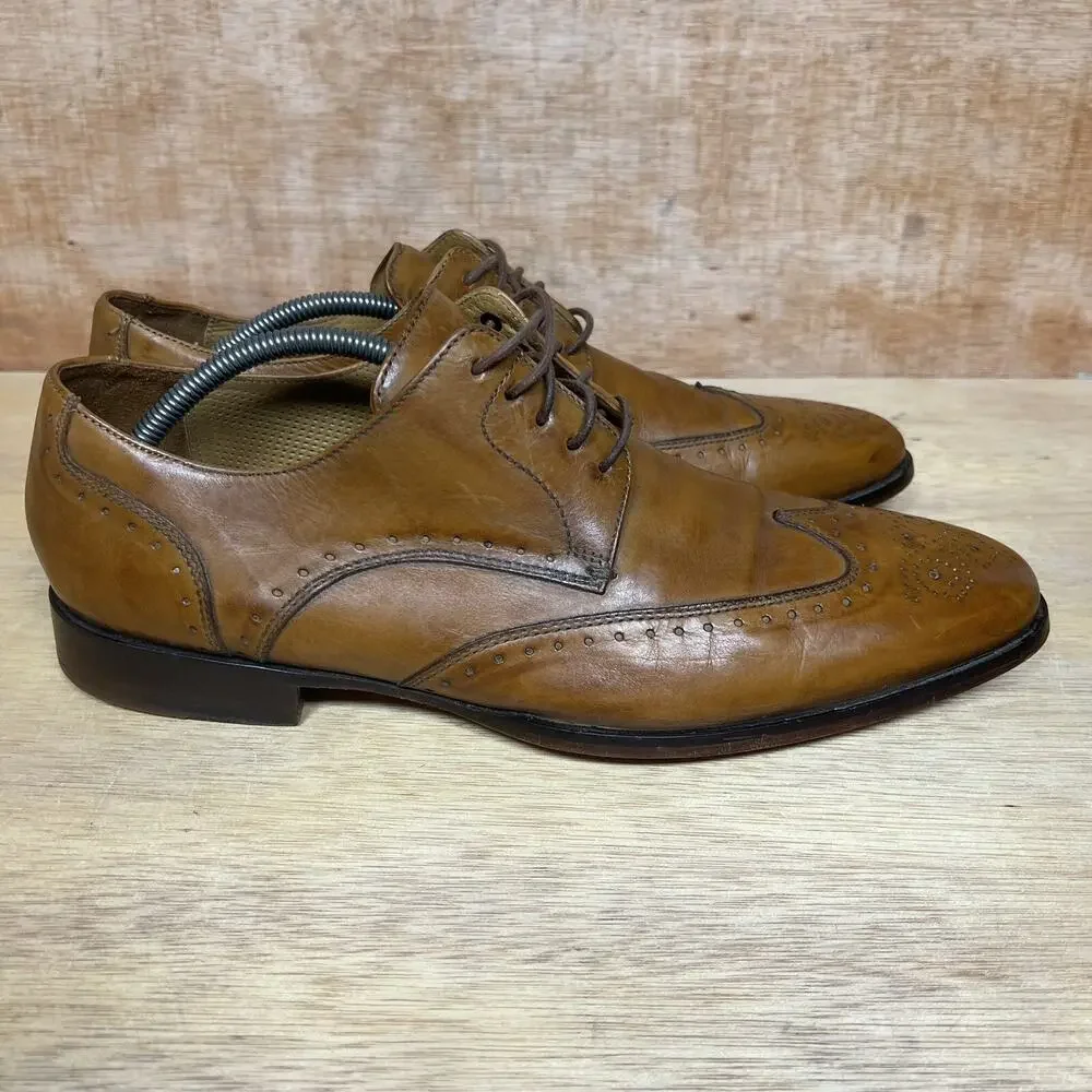 Cole Haan Wingtip Brogue Oxford Men Size 12 M Brown Leather Round Toe Low Shoes